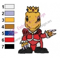 Prince Agumon Digimon Embroidery Design